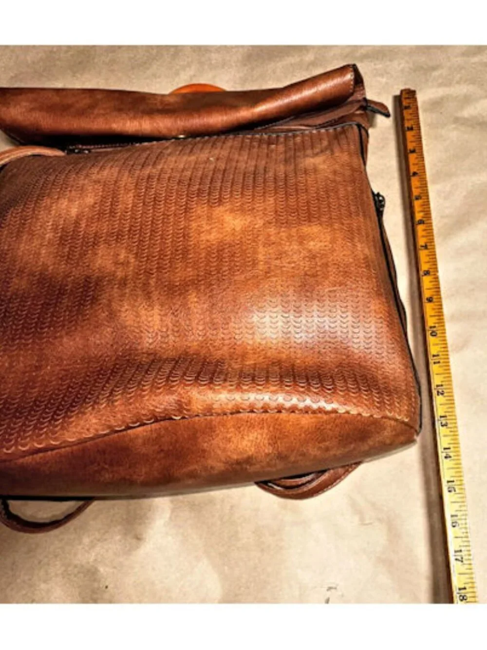 Brown Faux Leather Backpack, School Bag